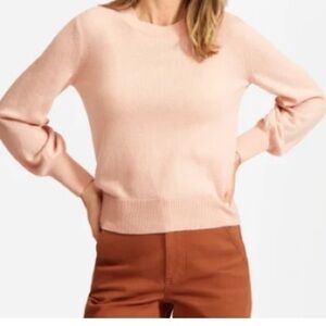 Everlane The Cashmere Lantern Sweater Pink Small Quiet Luxury Knit Crewneck Work